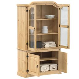Berkfield Home Glass Display Cabinet Corona 103.5x42x180 cm Solid Wood Pine in Brown