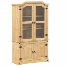 Berkfield Home Glass Display Cabinet Corona 103.5x42x180 cm Solid Wood Pine in Brown - thumbnail 2