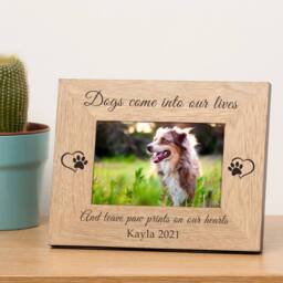 Uniqueful Personalised Paw Prints on Our Hearts Dog Memory Wood Frame 6x4 in Beige - Size: 1 Pack - thumbnail 1