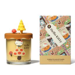 Hello Kitty Vanilla Crème Brulee Scented Candle - Seasons Collection, 3D Lid, Jar in Brown - Size: Medium