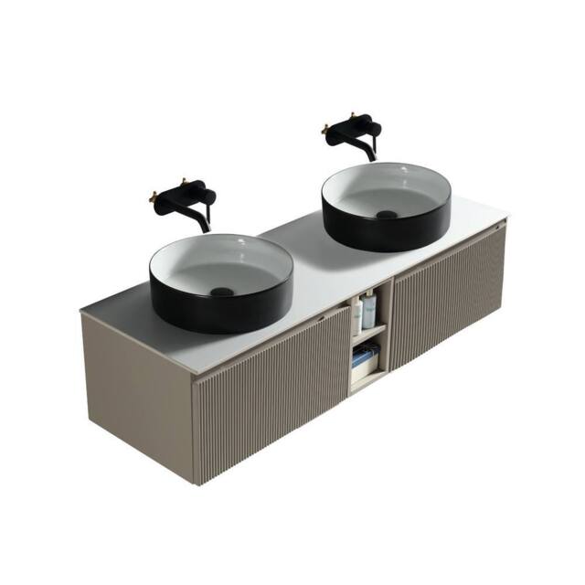 Bathroom Kingdom Flauto Soft Coffee Wall Hung Basin Vanity 1400mm in Taupe - image 1