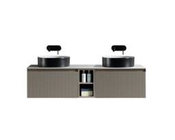 Bathroom Kingdom Flauto Soft Coffee Wall Hung Basin Vanity 1400mm in Taupe - thumbnail 2