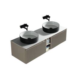 Bathroom Kingdom Flauto Soft Coffee Wall Hung Basin Vanity 1400mm in Taupe - thumbnail 1