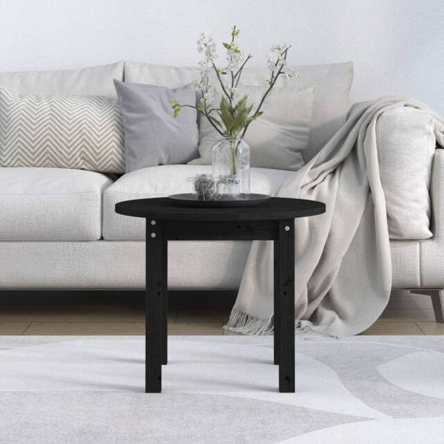 Berkfield Home Beautiful Coffee Table Black Ø 55x45 cm Solid Wood Pine - image 1