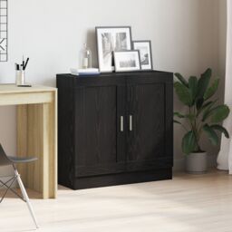 Berkfield Home Black Oak Book Cabinet - 82.5x30.5x80 cm - Engineered Wood - thumbnail 1