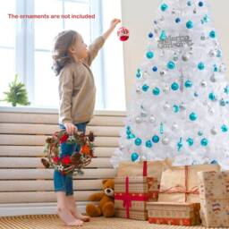 Gymax 8 FT/240 cm Christmas Tree Festive Celebration Tree 1138 Branch Tips in White - thumbnail 4
