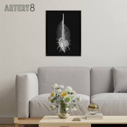 "Artery8 Sea Shell Sketch on Black Haeckel Botanical Black Framed Canvas Art - Size: W12"" x H16""" - thumbnail 3