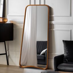 Agenzia 14 Large Modern Gold Curved Metal Frame Full Length Wall Mirror 122 x 58cm - Size: 122 x 58 cm - thumbnail 3