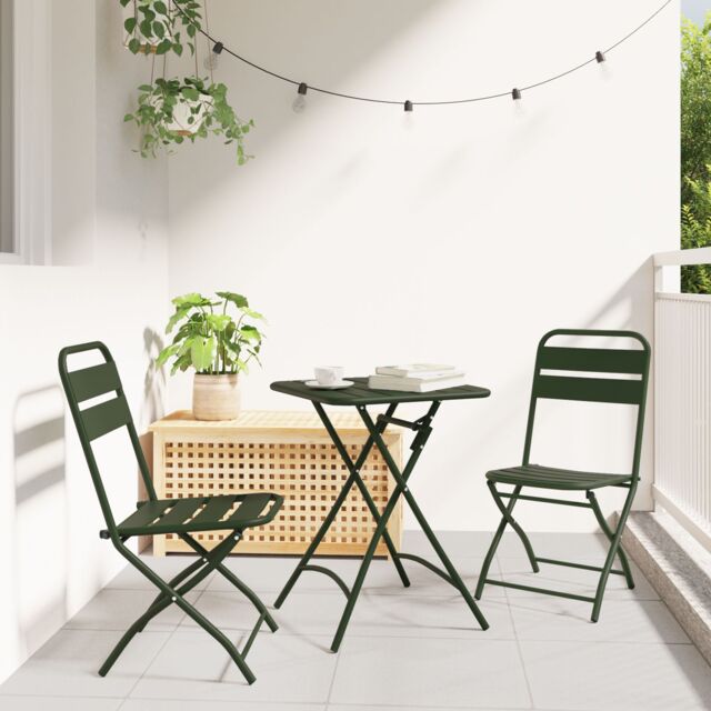 Berkfield Home Folding Garden Chairs 2 pcs Dark Green 42x52x82 cm Powder-coated Steel - Size: 42 x 52 x 82 cm - image 1