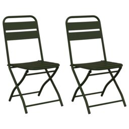 Berkfield Home Folding Garden Chairs 2 pcs Dark Green 42x52x82 cm Powder-coated Steel - Size: 42 x 52 x 82 cm - thumbnail 2