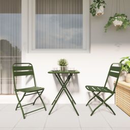 Berkfield Home Folding Garden Chairs 2 pcs Dark Green 42x52x82 cm Powder-coated Steel - Size: 42 x 52 x 82 cm - thumbnail 3