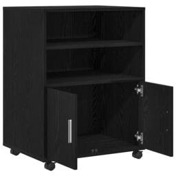 Berkfield Home Rolling Cabinet Black Oak 60x48x81 cm Engineered Wood - Size: 60 x 48 x 81 cm - thumbnail 5