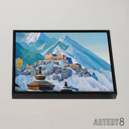 "Artery8 Nicholas Roerich Tibet Himalayas Framed Canvas Wall Art Print in Blue - Size: W24"" x H32""" - thumbnail 2
