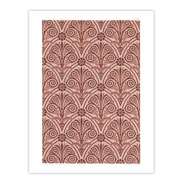"Artery8 Antique Botanical Greek Pattern Audsley Wall Art Poster Print in Pink - Size: W24"" x H32""" - image 1