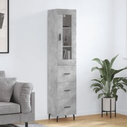Berkfield Home Highboard Concrete Grey 34.5x34x180 cm Engineered Wood - thumbnail 1