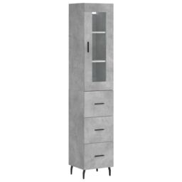 Berkfield Home Highboard Concrete Grey 34.5x34x180 cm Engineered Wood - thumbnail 2