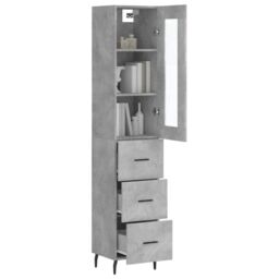 Berkfield Home Highboard Concrete Grey 34.5x34x180 cm Engineered Wood - thumbnail 3