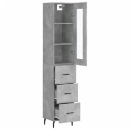 Berkfield Home Highboard Concrete Grey 34.5x34x180 cm Engineered Wood - thumbnail 4