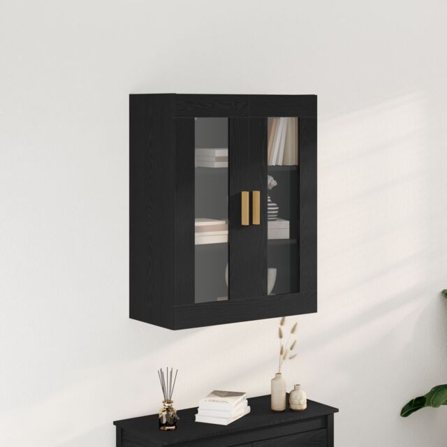 Berkfield Home Black Oak Wall Cabinet - 69.5x34x90 cm - image 1