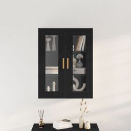 Berkfield Home Black Oak Wall Cabinet - 69.5x34x90 cm - thumbnail 4