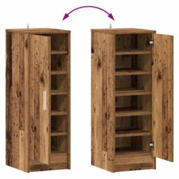 Berkfield Home Shoe Cabinet Artisan Oak 32x35x92 cm Engineered Wood in Brown - Size: 32 x 35 x 92 cm - thumbnail 7