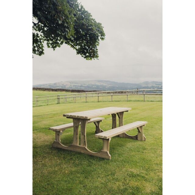 Churnet Valley Garden Furniture Ltd Lunar Picnic Table - L180 x W153 x H76 cm - Partially Assembled in Brown - image 1