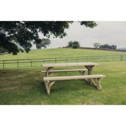 Churnet Valley Garden Furniture Ltd Lunar Picnic Table - L180 x W153 x H76 cm - Partially Assembled in Brown - thumbnail 3