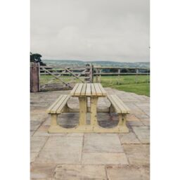 Churnet Valley Garden Furniture Ltd Lunar Picnic Table - L180 x W153 x H76 cm - Partially Assembled in Brown - thumbnail 7