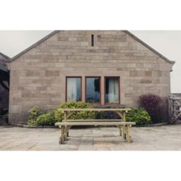 Churnet Valley Garden Furniture Ltd Lunar Picnic Table - L180 x W153 x H76 cm - Partially Assembled in Brown - thumbnail 6