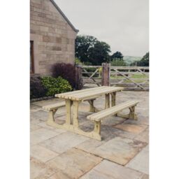 Churnet Valley Garden Furniture Ltd Lunar Picnic Table - L180 x W153 x H76 cm - Partially Assembled in Brown - thumbnail 5