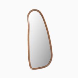 FurnitureboxUK Yomi Walnut Wood Large 120x50cm Pebble Wall Mirror - Size: 120x50 cm