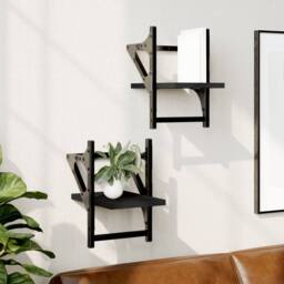 Berkfield Home Wall Shelves with Bars 2 pcs Black 20x25x30 cm - Size: 20 x 25 x 30 cm - thumbnail 2