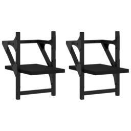 Berkfield Home Wall Shelves with Bars 2 pcs Black 20x25x30 cm - Size: 20 x 25 x 30 cm