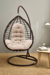 Living and Home Hanging Egg Chair Thick Cushion Swing Chair Pad in Camel - thumbnail 6