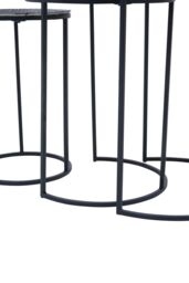 Orsina Nest Of Three Hammered Metal Tables, Gold, Silver & Black Round Table Tops, Modern Nesting Tables - thumbnail 4