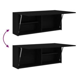 Berkfield Home Bathroom Wall Cabinet Black 100x25x40 cm Engineered Wood - Size: 100 x 25 x 40 cm - thumbnail 9