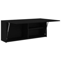 Berkfield Home Bathroom Wall Cabinet Black 100x25x40 cm Engineered Wood - Size: 100 x 25 x 40 cm - thumbnail 5