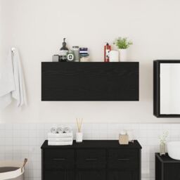 Berkfield Home Bathroom Wall Cabinet Black 100x25x40 cm Engineered Wood - Size: 100 x 25 x 40 cm - thumbnail 3
