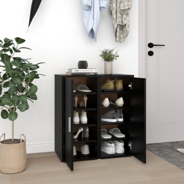 Berkfield Home Shoe Cabinets 2 pcs Black 32x35x70 cm Engineered Wood - Size: 32 x 35 x 70 cm - image 1