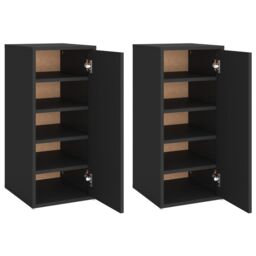 Berkfield Home Shoe Cabinets 2 pcs Black 32x35x70 cm Engineered Wood - Size: 32 x 35 x 70 cm - thumbnail 2
