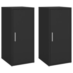 Berkfield Home Shoe Cabinets 2 pcs Black 32x35x70 cm Engineered Wood - Size: 32 x 35 x 70 cm - thumbnail 3