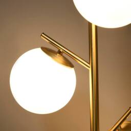 Wyld Haus Tasozi Gold Tone 3 Light Tree Floor Lamp with White Glass Globe Shades - thumbnail 8