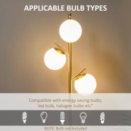 Wyld Haus Tasozi Gold Tone 3 Light Tree Floor Lamp with White Glass Globe Shades - thumbnail 7