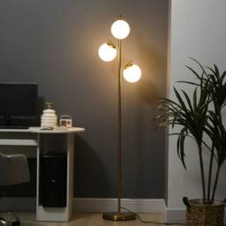 Wyld Haus Tasozi Gold Tone 3 Light Tree Floor Lamp with White Glass Globe Shades - thumbnail 3