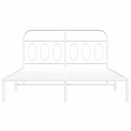 Berkfield Home Metal Bed Frame without Mattress with Headboard White 150x200cm - Size: 150x200 cm - thumbnail 4