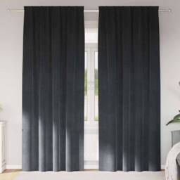 Berkfield Home Blackout Curtains with Top Tape 2 pcs Light Grey Velvet - thumbnail 2