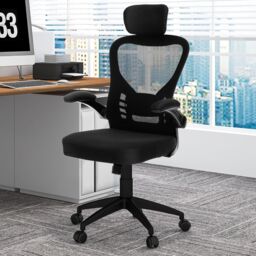 Gymax Mesh Executive Chair Adjustable Swivel Chair With Adjustable Headrest in Black - thumbnail 2