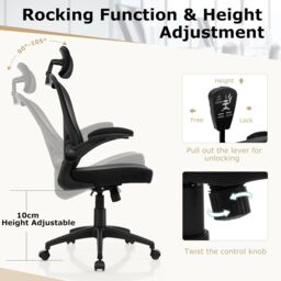 Gymax Mesh Executive Chair Adjustable Swivel Chair With Adjustable Headrest in Black - thumbnail 5