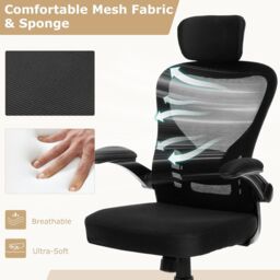 Gymax Mesh Executive Chair Adjustable Swivel Chair With Adjustable Headrest in Black - thumbnail 6