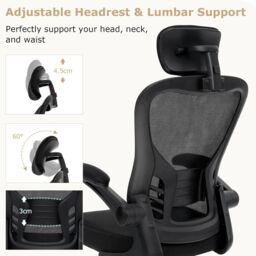 Gymax Mesh Executive Chair Adjustable Swivel Chair With Adjustable Headrest in Black - thumbnail 4